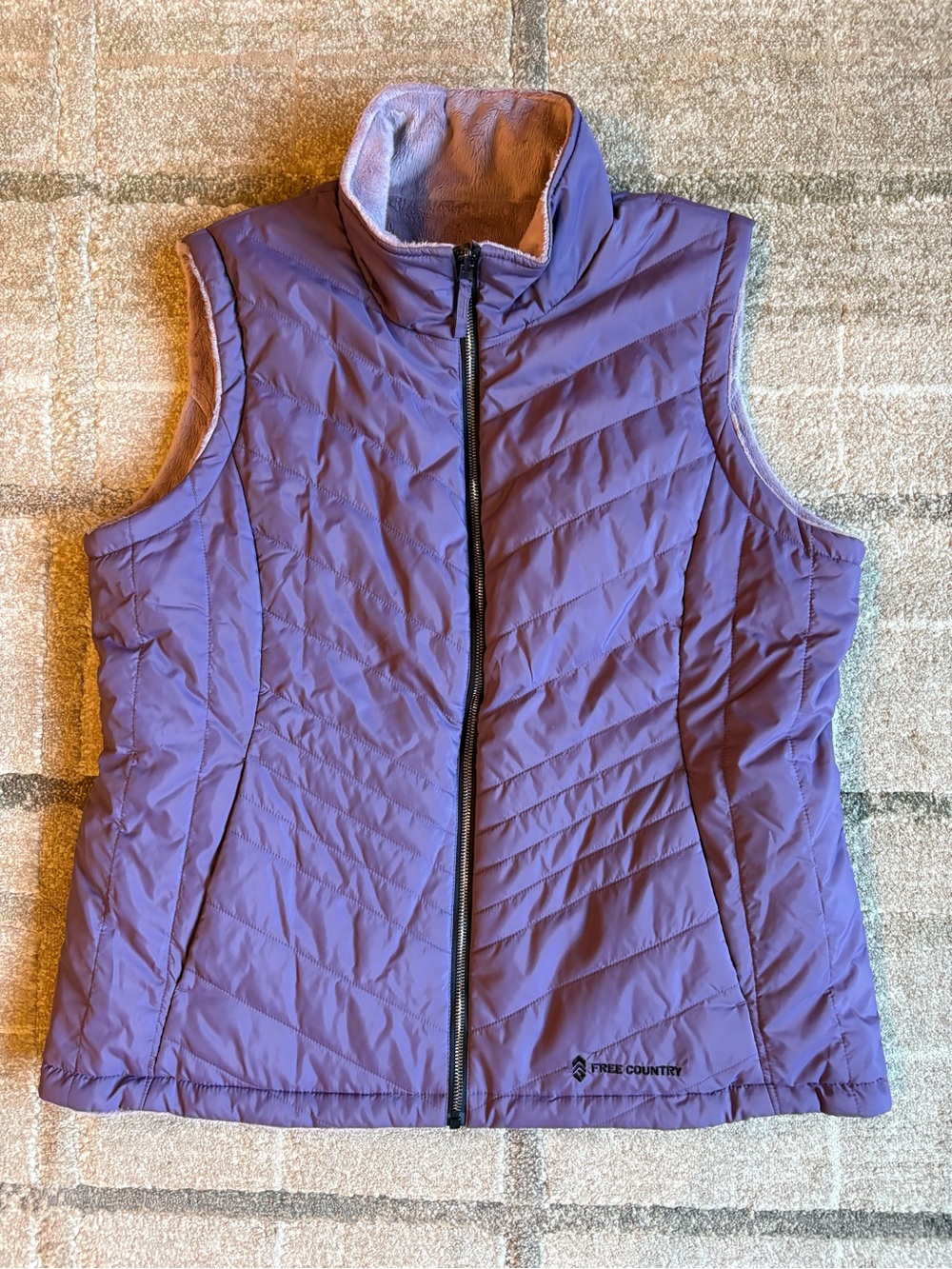 Free Country purple Lavender Quilted reversible vest women’s XL